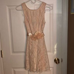 Lace mini dress with waist belt